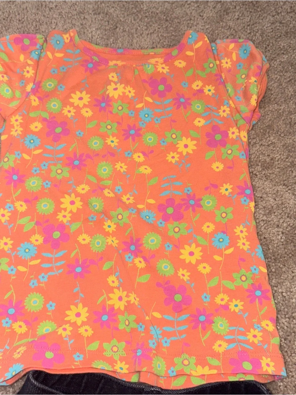 Sonoma Orange Floral Top with Black Jeans Set 4T